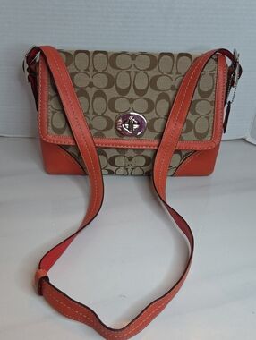 Coach Hampton Signature Jacquard Turnlock Flap Crossbody Bag- Style F13066